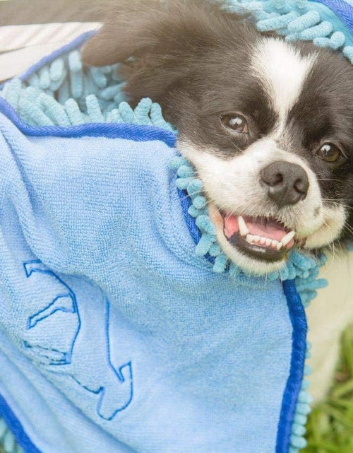 Load image into Gallery viewer, Quick Dry Towel for Dogs | Ultra Absorbent Microfiber Shammy | Extra Large 35X15 Size for All Breeds | Comfortable Hand Pockets | Indoor Outdoor Use | Durable Material | Machine Washable
