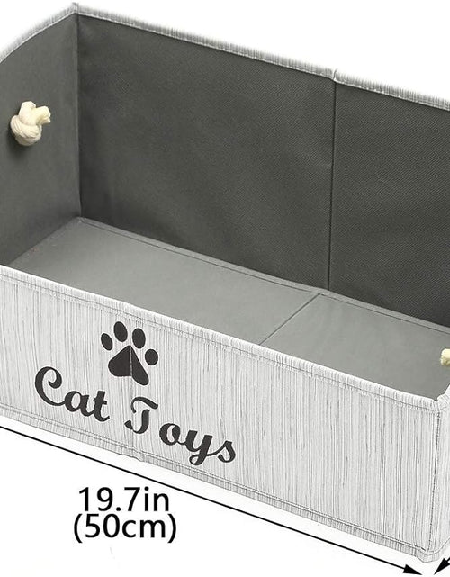 Load image into Gallery viewer, Large Cat Toys Storage Bins - Foldable Fabric Trapezoid Organizer Boxes with Weave Rope Handle, Collapsible Basket for Shelves,Cat Toys,Cat Apparel &amp; Accessories(Gray-Cat)
