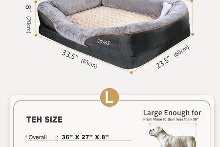 Large Memory Foam Dog Bed, Orthopedic Dog Bed & Sofa with Removable Washable Cover and Squeaker Toy as Gift