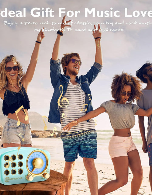 Load image into Gallery viewer, Retro Bluetooth Speaker, Vintage Radio- FM Radio with Old Fashioned Classic Style, Strong Bass Enhancement, Loud Volume, Bluetooth 5.0 Wireless Connection, TF Card and MP3 Player (Blue)
