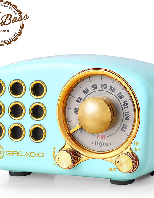 Load image into Gallery viewer, Retro Bluetooth Speaker, Vintage Radio- FM Radio with Old Fashioned Classic Style, Strong Bass Enhancement, Loud Volume, Bluetooth 5.0 Wireless Connection, TF Card and MP3 Player (Blue)

