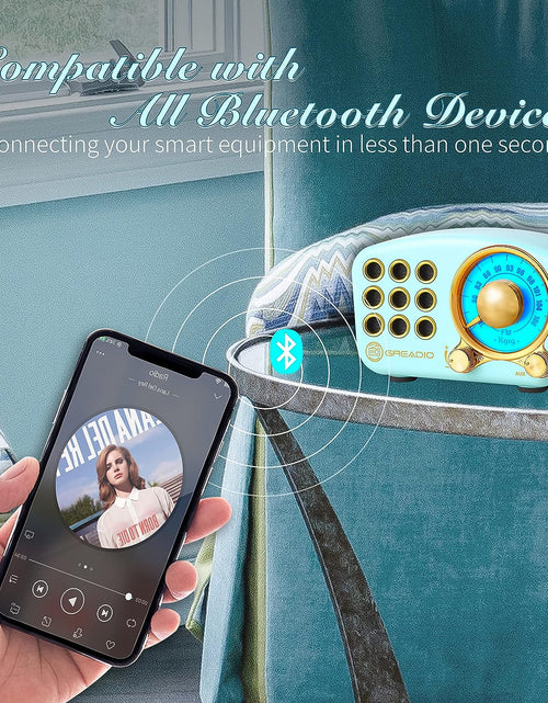 Load image into Gallery viewer, Retro Bluetooth Speaker, Vintage Radio- FM Radio with Old Fashioned Classic Style, Strong Bass Enhancement, Loud Volume, Bluetooth 5.0 Wireless Connection, TF Card and MP3 Player (Blue)
