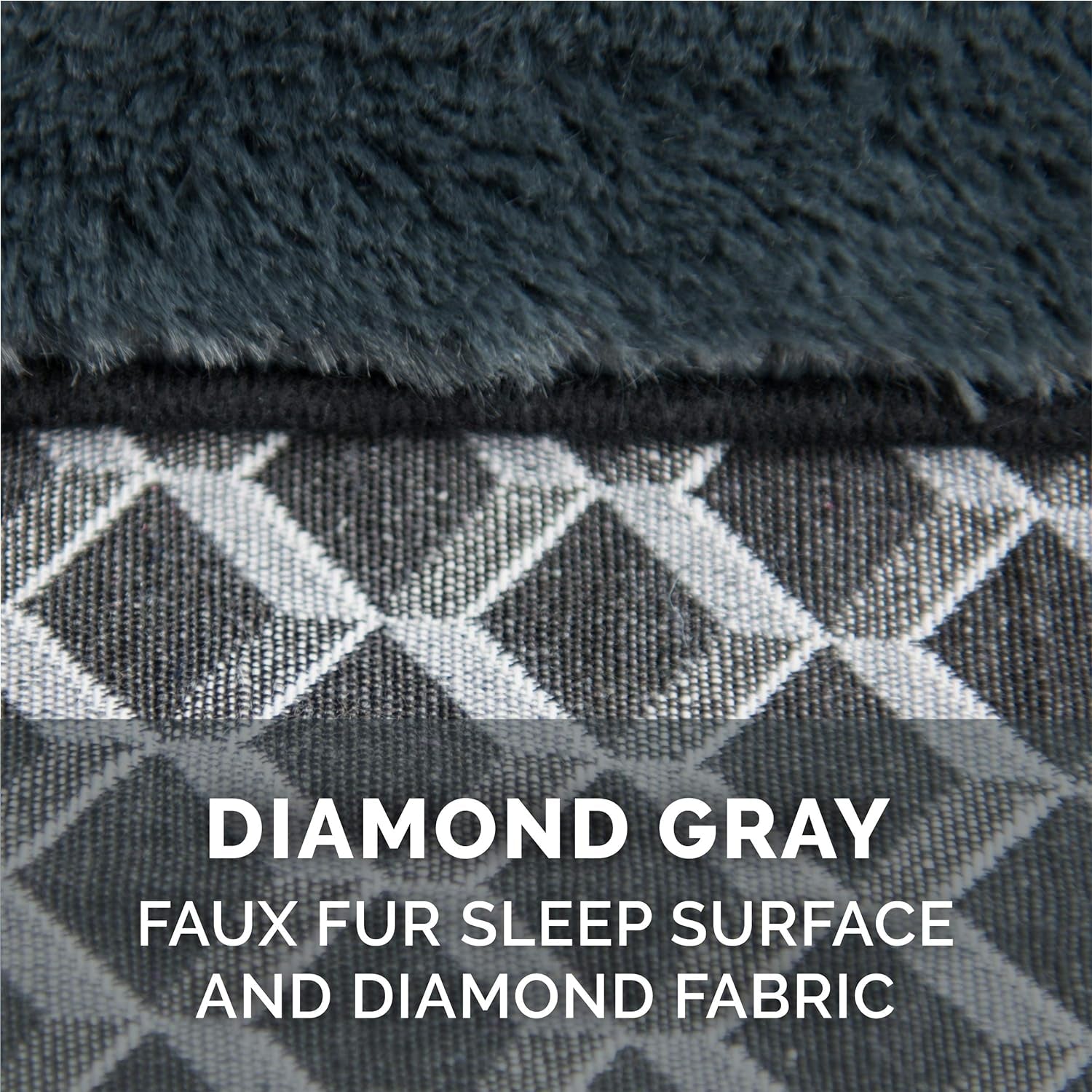 Replacement Pet Bed Cover - Plush Fur and Décor Comfy Couch Washable Dog Bed Cover, Diamond Gray, Jumbo (X-Large)